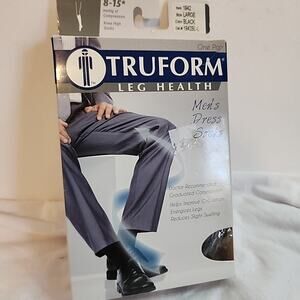 Truform Leg Health - Pair Of Large Black Knee High Men's Dress Socks - 1942